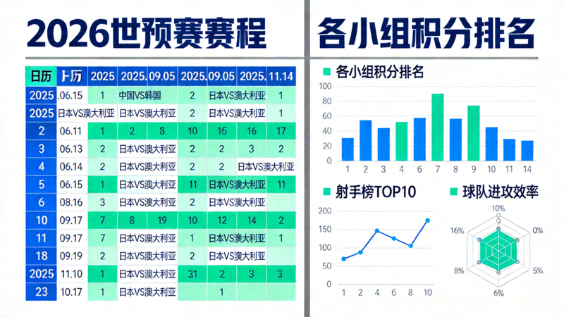 2026世预赛赛程日历与复杂数据可视化图表结合展示