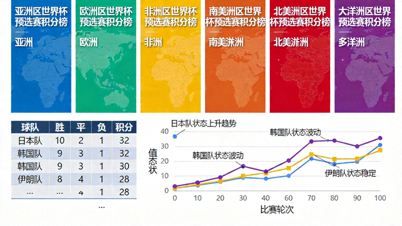 全球各大洲世界杯预选赛积分榜与球队状态趋势图